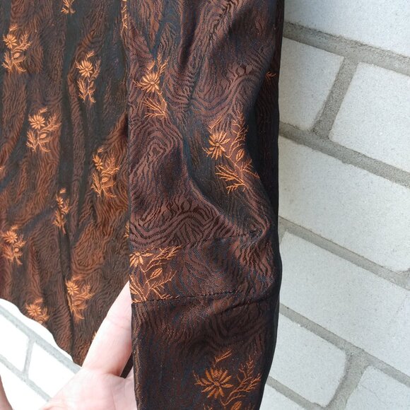 Vintage 60s Bolero Dress Jacket Brown Orange 36"B Rockabilly Mid-Century - Picture 12 of 15